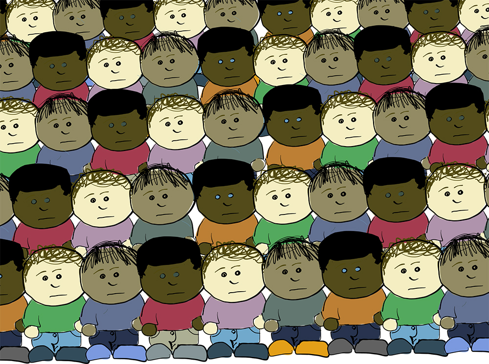 these kids of different colors